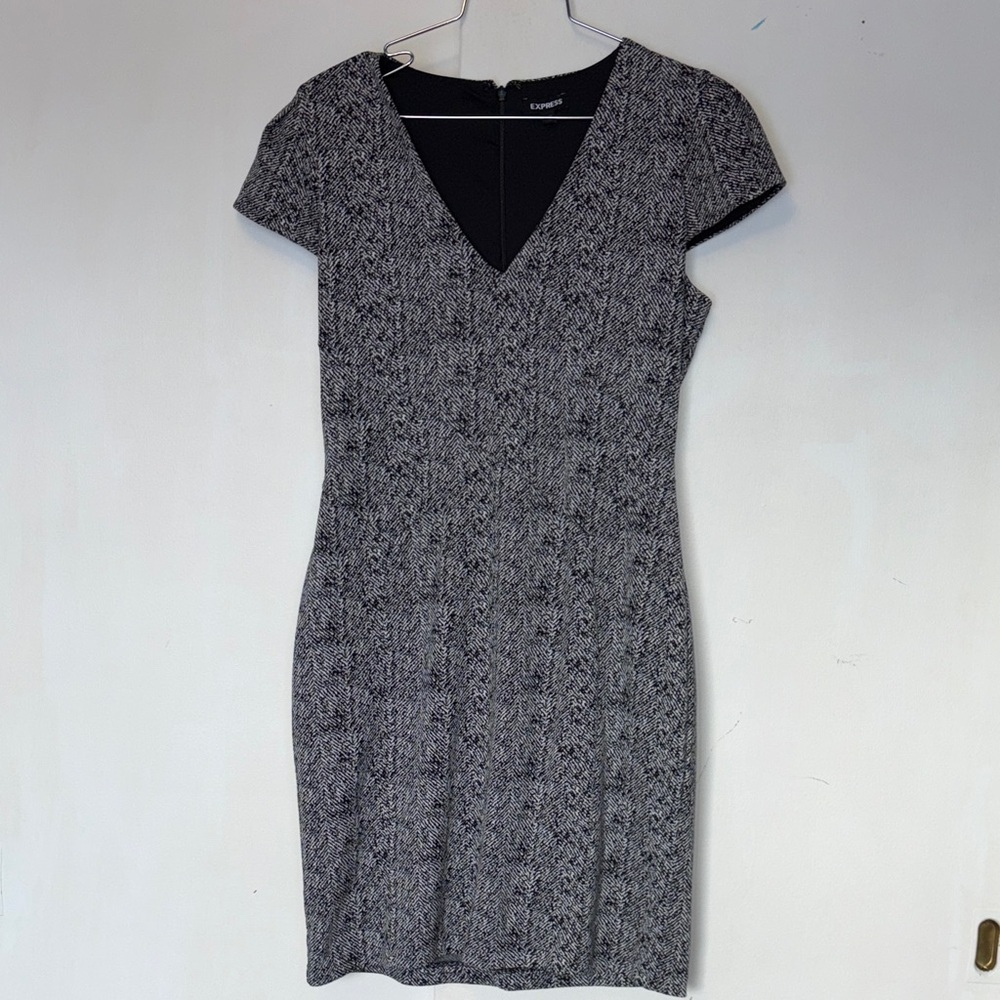 Express Charcoal and Black Textured Mini Dress